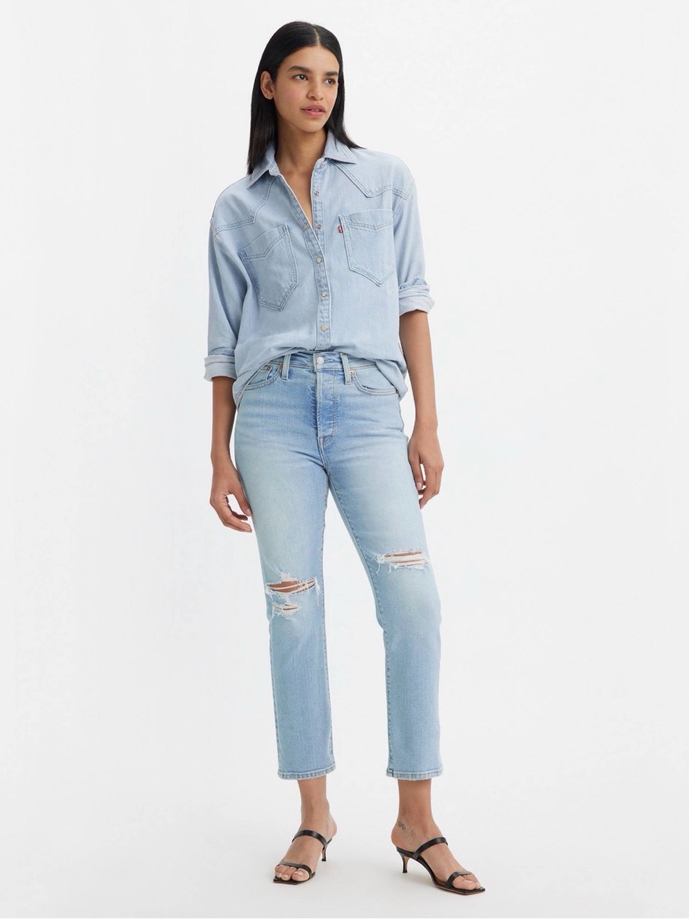 Levi’s Premium Wedgie Straight Ankle Distressed Jeans W31 L28